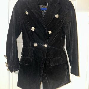 Velvet Blazer Black with Crystal Buttons - XS
